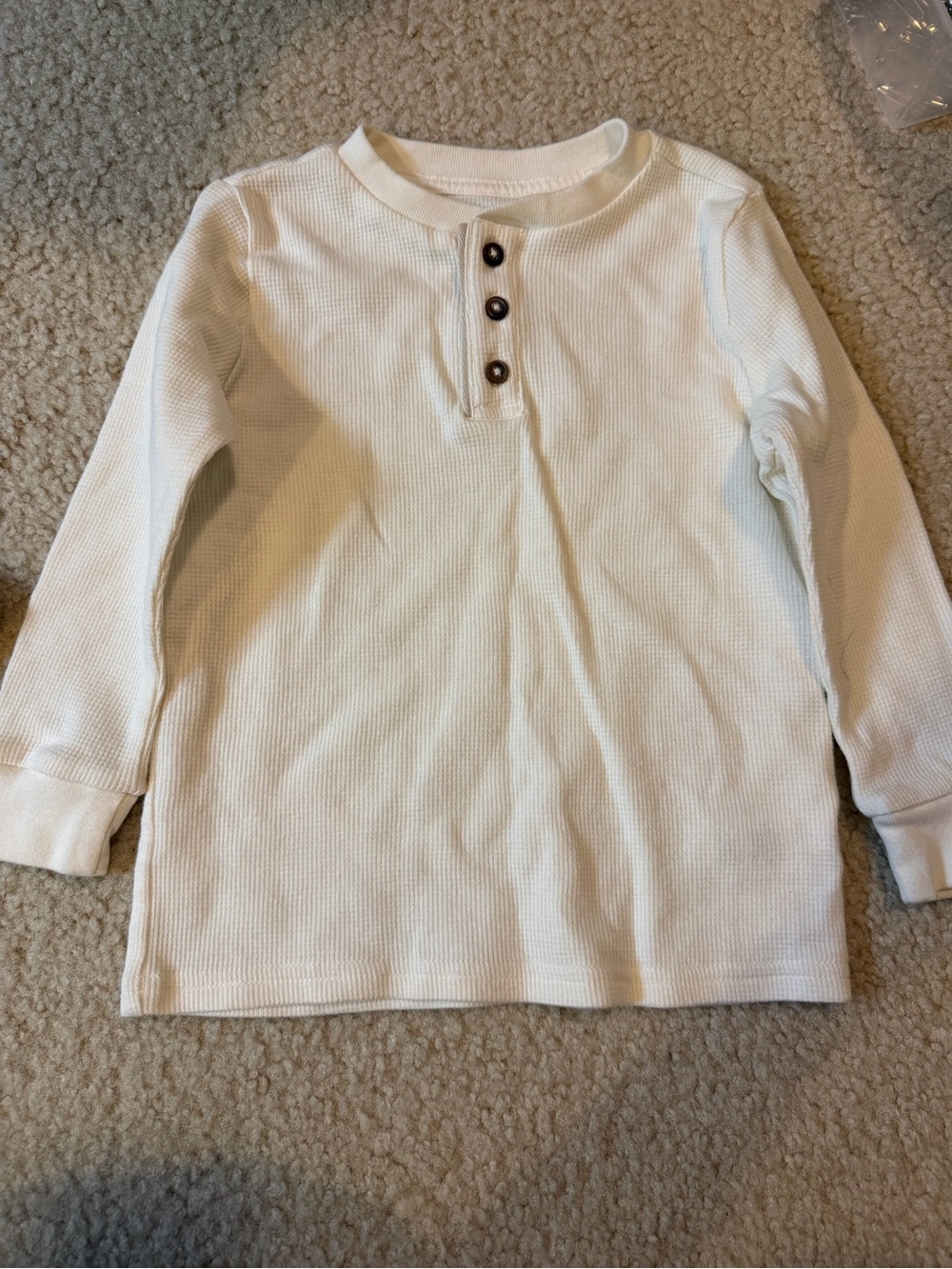 Garanimals Cream Long-Sleeve Waffle Henley Tee